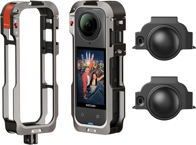AMAZEAR Metal Protective Case for Insta360 X5 Accessories, Insta 360 X5 Multifunction Utility Frame Stronger Construction Aluminum Cage with Quick-Release Safety Lock, Various Expansion Mounts - Image 1